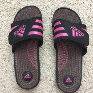 Adidas Black and Pink Slides